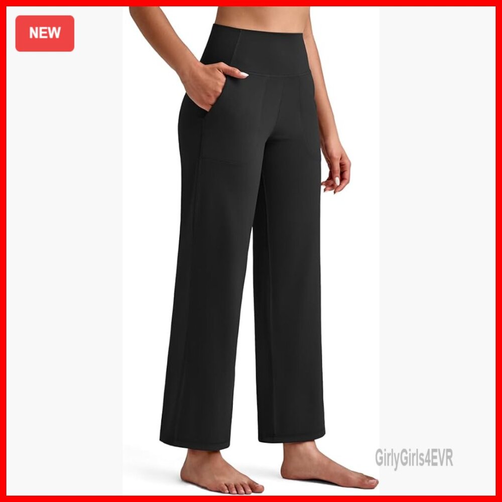 High Stretch Yoga Pants With Pockets Wide Leg 27 Inseam